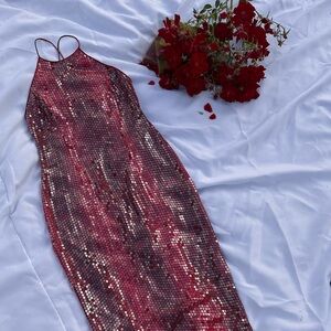 Silk Stunning Red Sequin Gown